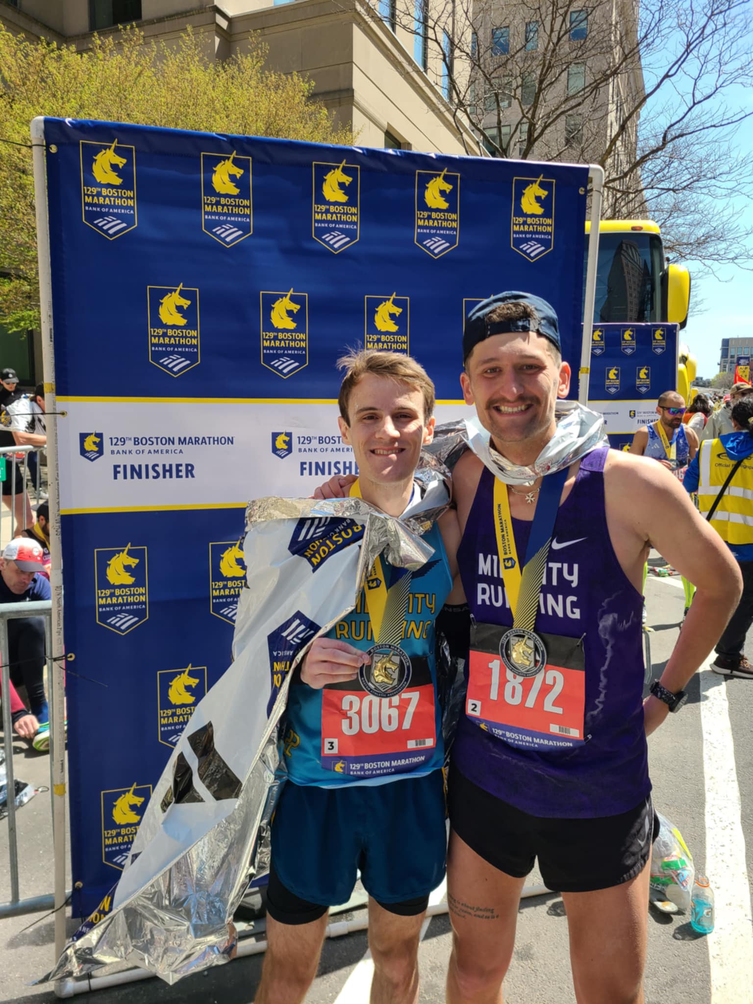 At the finish of the 2025 Boston Marathon.