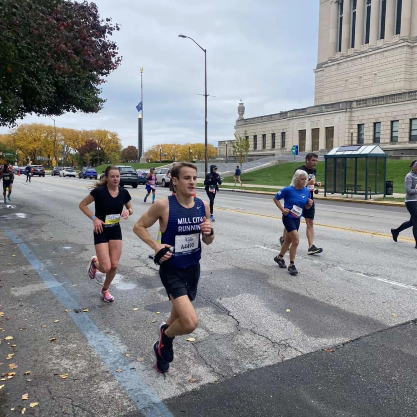 About a mile to go to finish the 2023 Indianapolis Monumental Marathon.